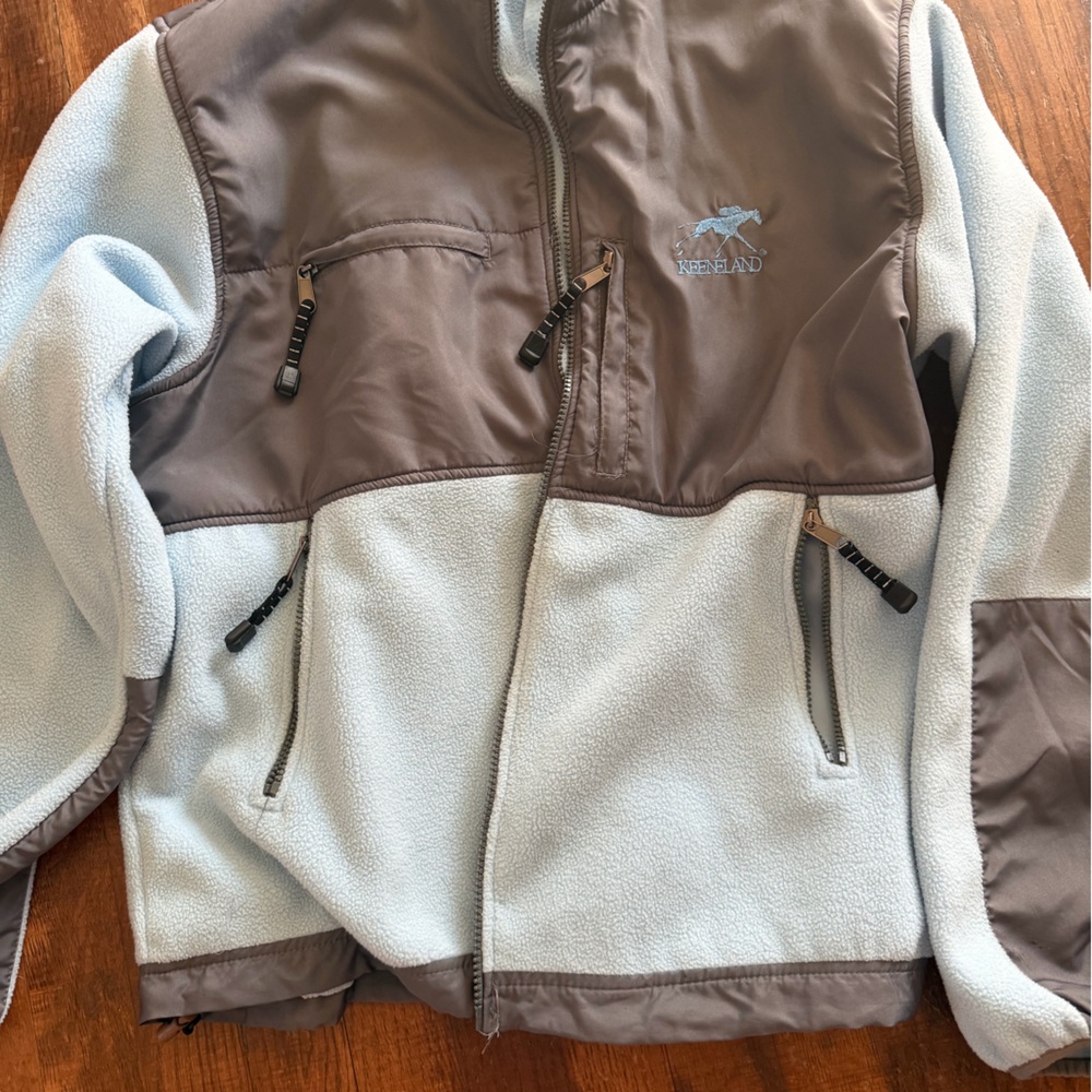 Keenland Two-Tone Fleece Jacket - Light Blue & Taupe